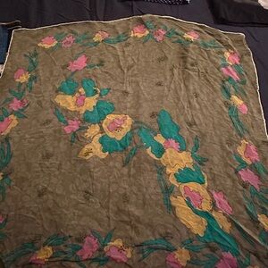 Jole Veneziani Floral Patterned silk chiffon scarf